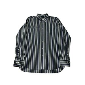 Façonnable Men's Classic Fit Striped Button‎ Down Shirt XL Blue Green White